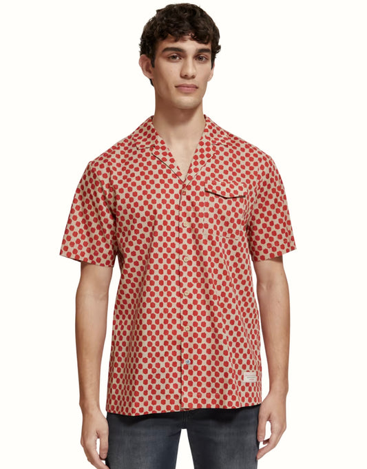 Scotch & Soda Polka Dot Printed Short Sleeve Shirt
