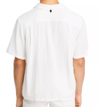 Rag & Bone Avery Cotton Gauze Relaxed Fit Button Down Camp Shirt, White