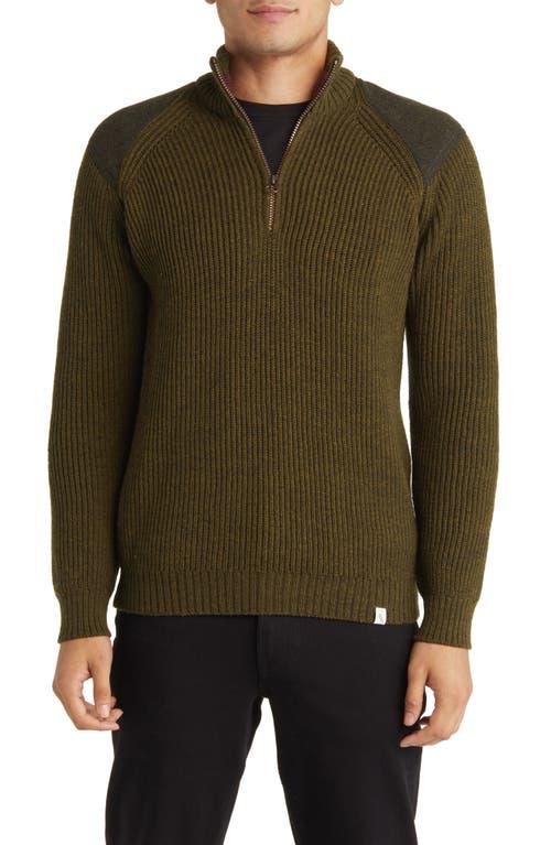 Peregrine Foxton Wool Quarter-Zip Sweater in Olive